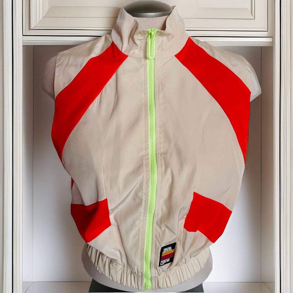 Zara Purple Amour Neon Retro Zip Up Vest